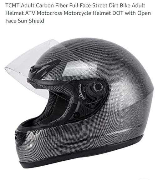 TCMT Adult Carbon Fiber Full Face Street Dirt Bike Adult Helmet ATV