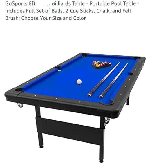 GoSports 6ft Billiards Table Portable Pool Table Includes Full Set