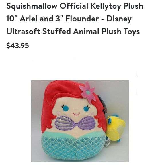 Ariel 10" & 3" Flounder Squishmallow Lexington Online Auction