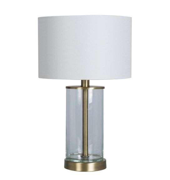 Fillable Accent Brass Table Lamp with USB Port from Threshold