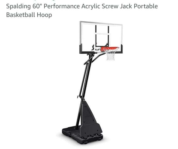 Spalding 60" Performance Acrylic Screw Jack Portable Basketball Hoop
