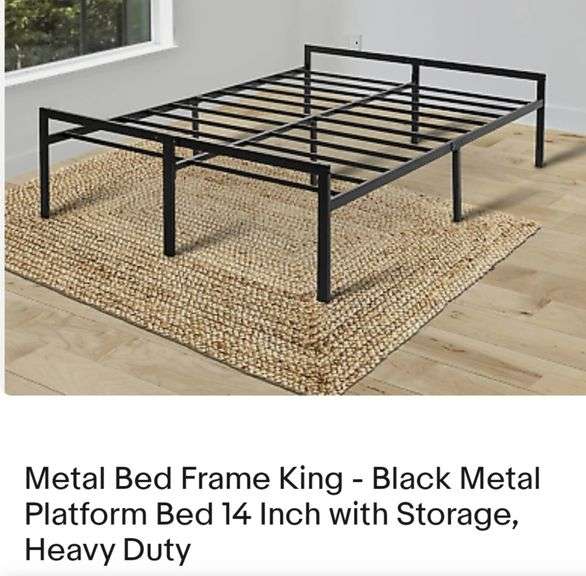 Metal Bed Frame King Black Metal Platform Bed 14 Inch with Storage