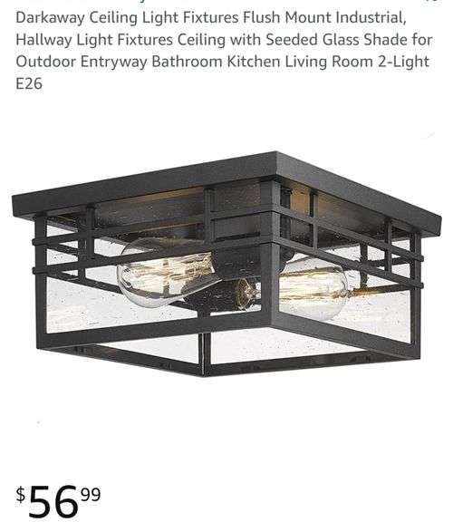 Darkaway Ceiling Light Fixtures Flush Mount Industrial, Hallway Light