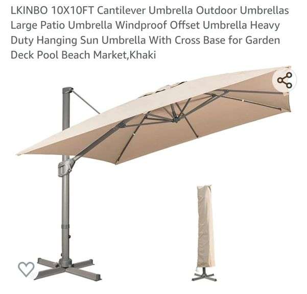 LKINBO 10X10FT Cantilever Umbrella Outdoor Umbrellas Large Patio