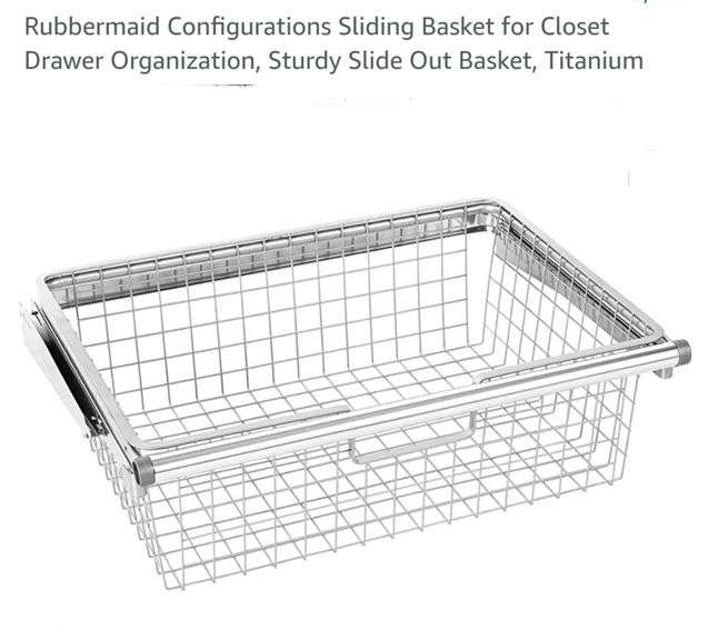 Rubbermaid Configurations Sliding Basket for Closet Drawer Organization