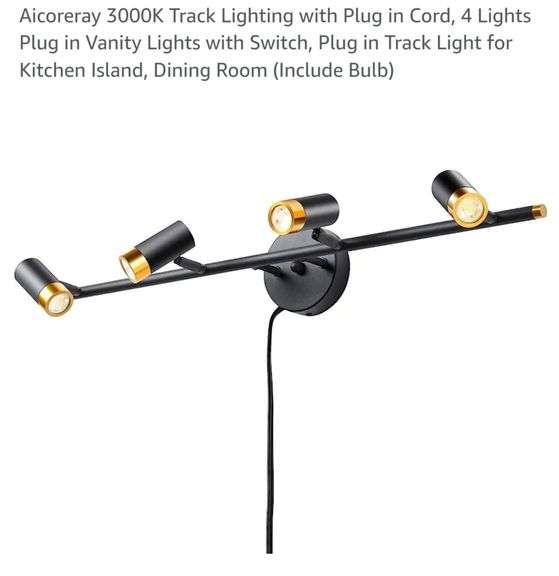 Plug-in Track Lighting LED, Track Light Fixtures Ceiling, Black Plug In