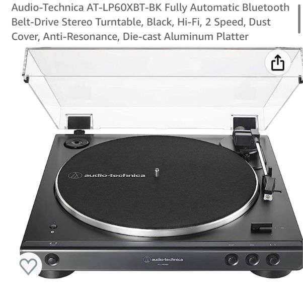 AudioTechnica ATLP60XBTBK Fully Automatic Bluetooth BeltDrive