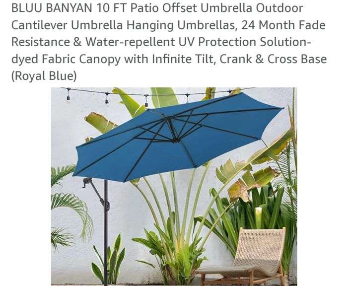 BLUU BANYAN 10 FT Patio Offset Umbrella Outdoor Cantilever Umbrella Hanging Umbrellas, 24 Month
