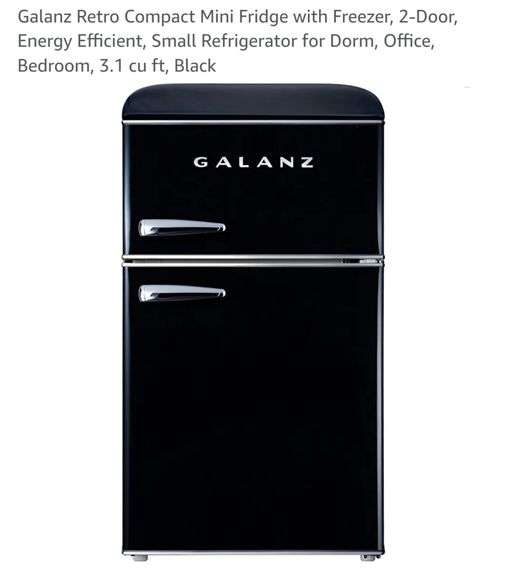 Galanz Retro Compact Mini Fridge with Freezer, 2Door, Energy Efficient