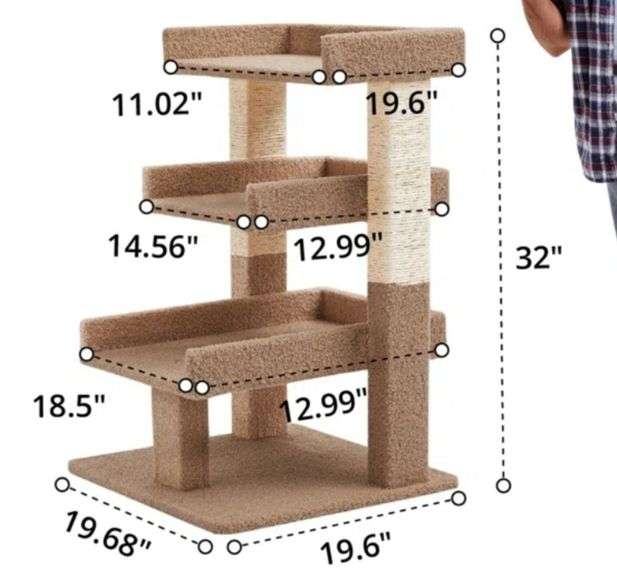 Totnes Nala Cat Tree for Cats, 3 Level Cat Play Perch, MultiLevel Cat