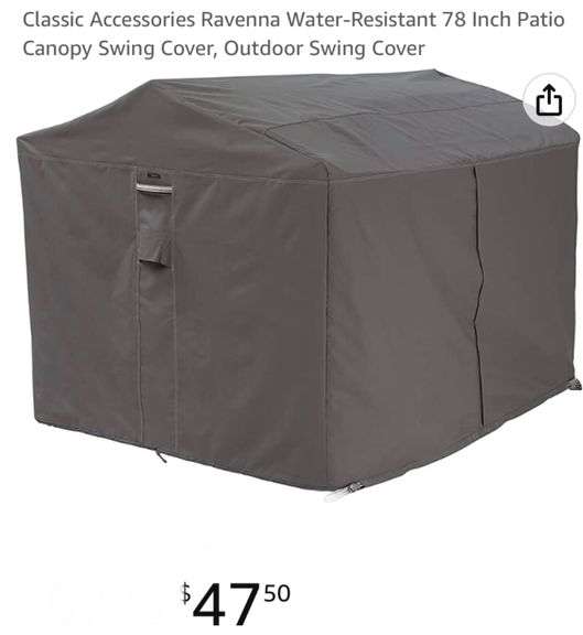 Classic Accessories Ravenna WaterResistant 78 Inch Patio Canopy Swing