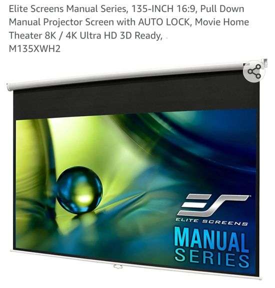 Elite Screens Manual Series, 135INCH 169, Pull Down Manual Projector