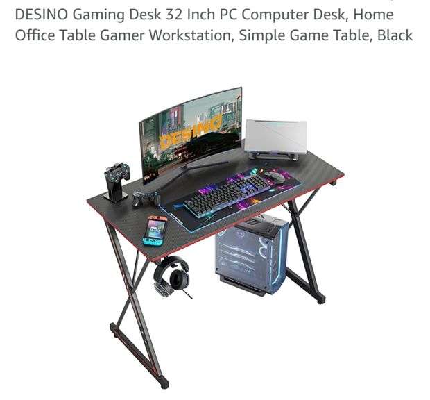 ASSEMBLED DESINO Gaming Desk 32 Inch PC Computer Desk, Home Office