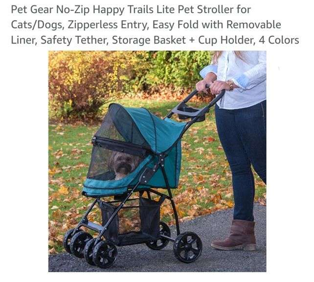 Pet Gear NoZip Happy Trails Lite Pet Stroller for Cats/Dogs