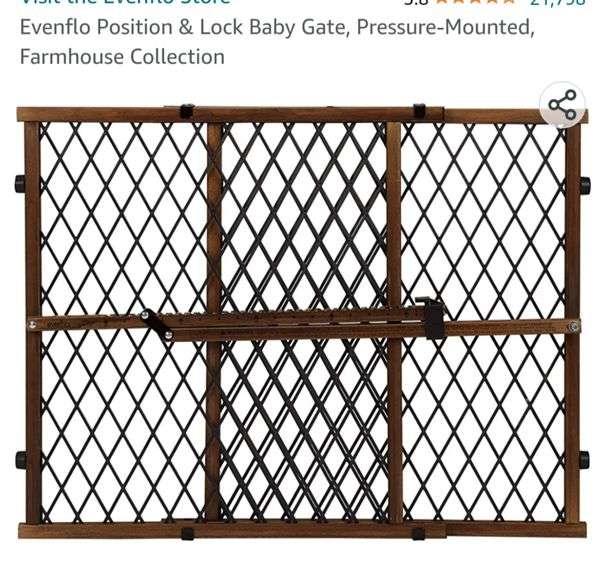 Evenflo Position & Lock Baby Gate, PressureMounted, Farmhouse