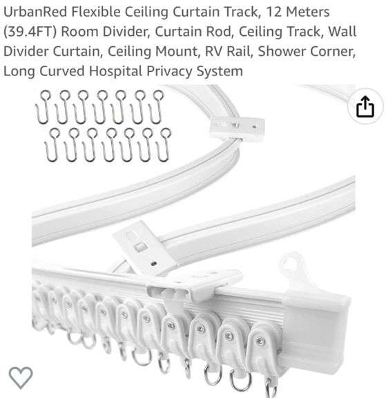 UrbanRed Flexible Ceiling Curtain Track, 12 Meters (39.4FT) Room