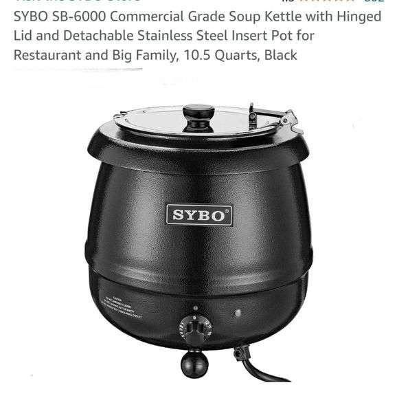 SYBO SB6000 Commercial Grade Soup Kettle with Hinged Lid and