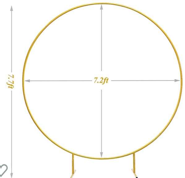 LANGXUN Large Size 7.2ft Gold Metal Round Balloon Arch kit Decoration