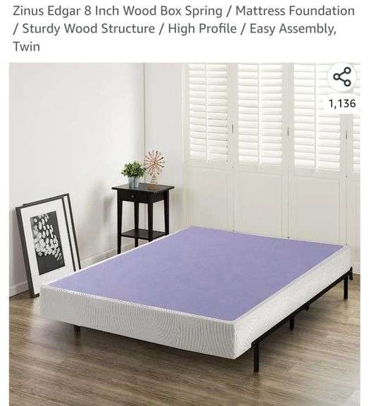 Zinus Edgar 8 Inch Wood Box Spring / Mattress Foundation / Sturdy Wood
