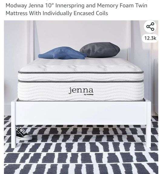 Modway Jenna 10” Innerspring and Memory Foam Twin Mattress With