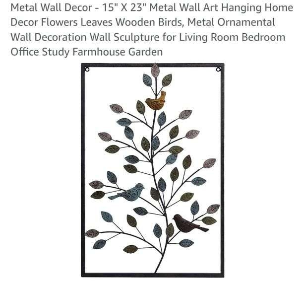 Metal Wall Decor 15" X 23" Metal Wall Art Hanging Home Decor Flowers