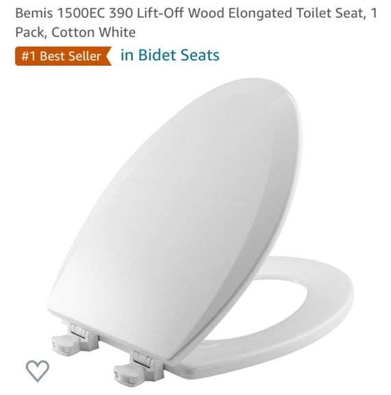 Bemis 1500EC 390 LiftOff Wood Elongated Toilet Seat, 1 Pack, Cotton