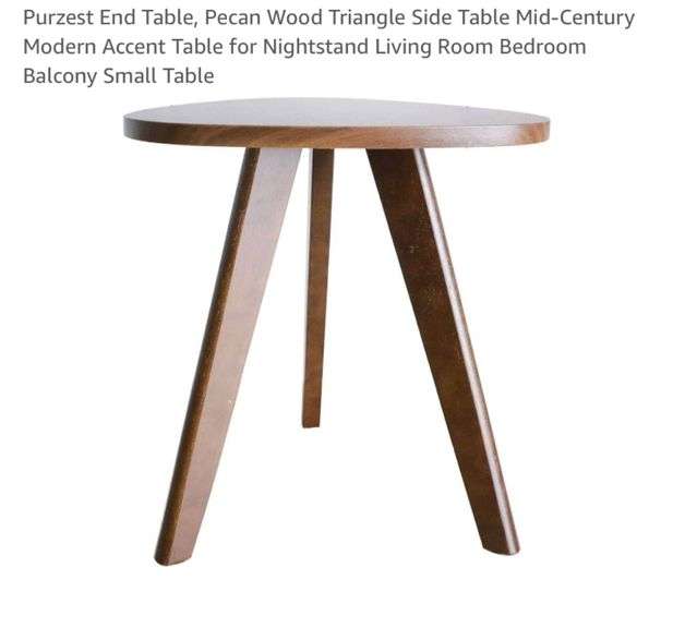Purzest End Table, Pecan Wood Triangle Side Table Mid-Century Modern ...