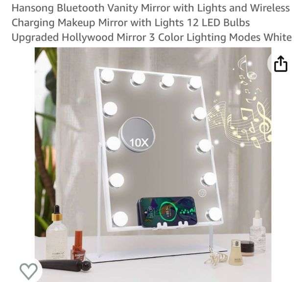 Hansong Bluetooth Vanity Mirror with Lights and Wireless Charging