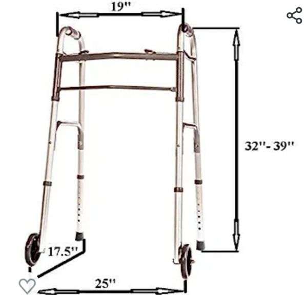 ASSEMBLED Front Wheeled Walker Folding Deluxe with 2 Button and 5
