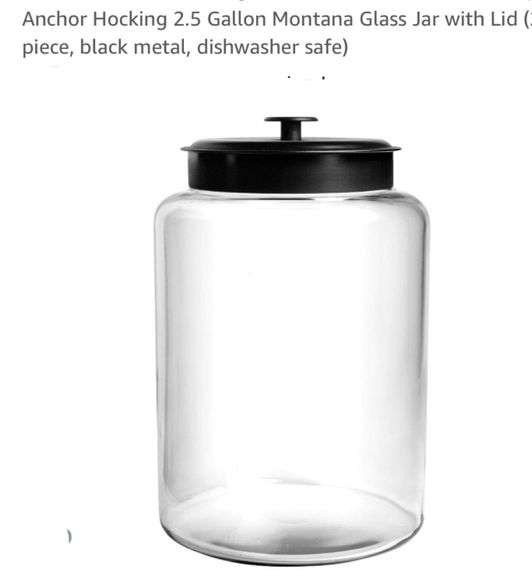 Anchor Hocking 2.5 Gallon Montana Glass Jar with Lid (2 piece, black