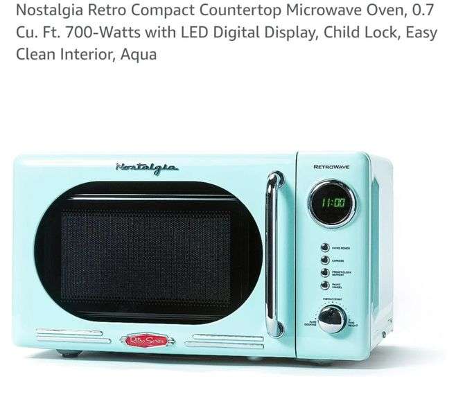 Nostalgia Retro Compact Countertop Microwave Oven, 0.7 Cu. Ft. 700