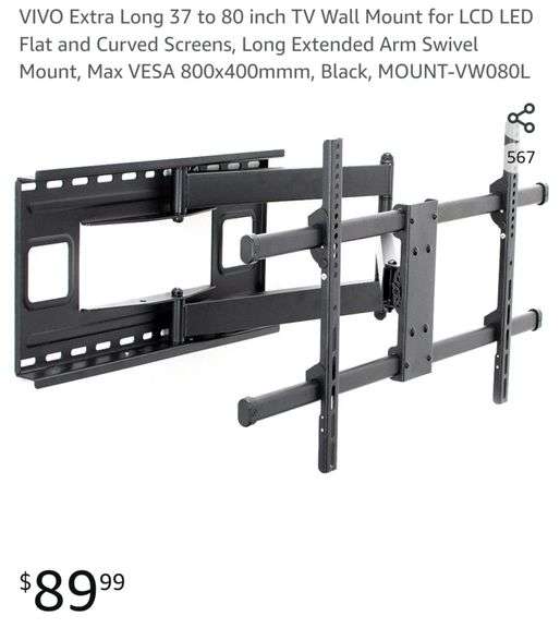 VIVO Extra Long 37 to 80 inch TV Wall Mount for LCD LED Flat and Curved
