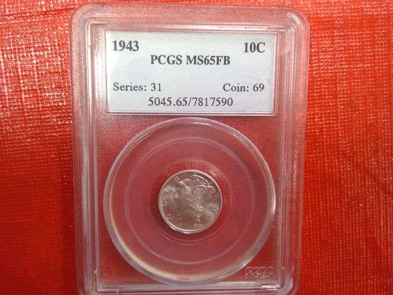 1943 PCGS MS65 FB Mercury Dime