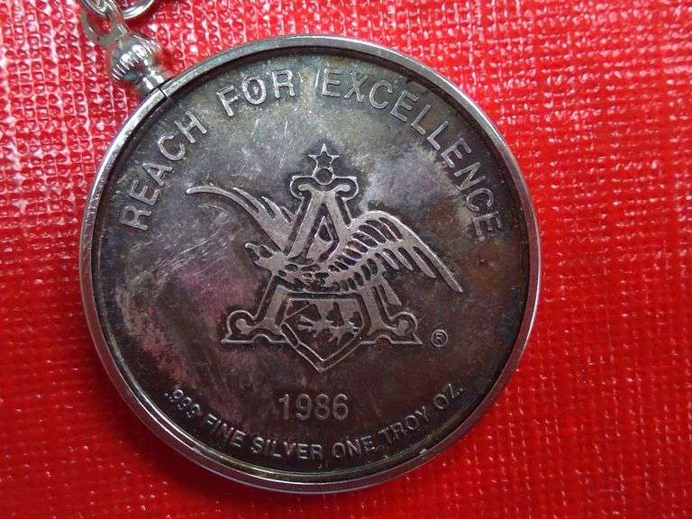 Rare 1986 Silver 1 oz Anheuser Busch Coin