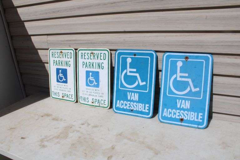 (4) Steel Disabled Signs Lee Real Estate & Auction Service