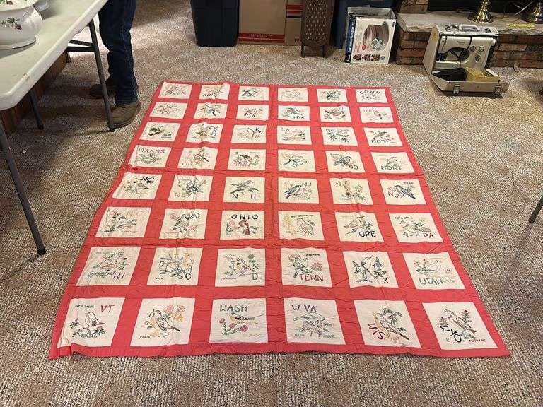 Hand Stitched State Bird Quilt Lee Real Estate & Auction Service