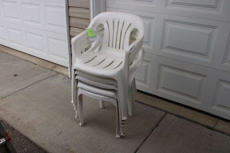 Stackable plastic lawn chairs Lee Real Estate & Auction Service