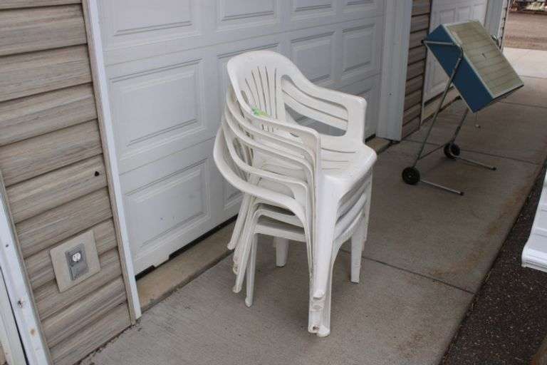Stackable plastic lawn chairs Lee Real Estate & Auction Service