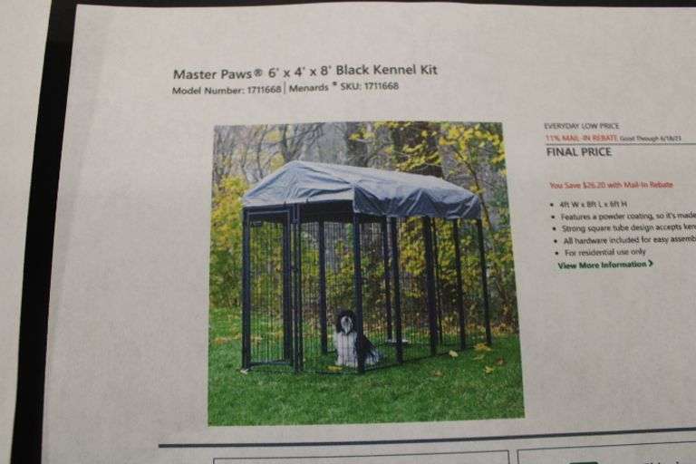 Master Paws dog kennel (like new) Lee Real Estate & Auction Service
