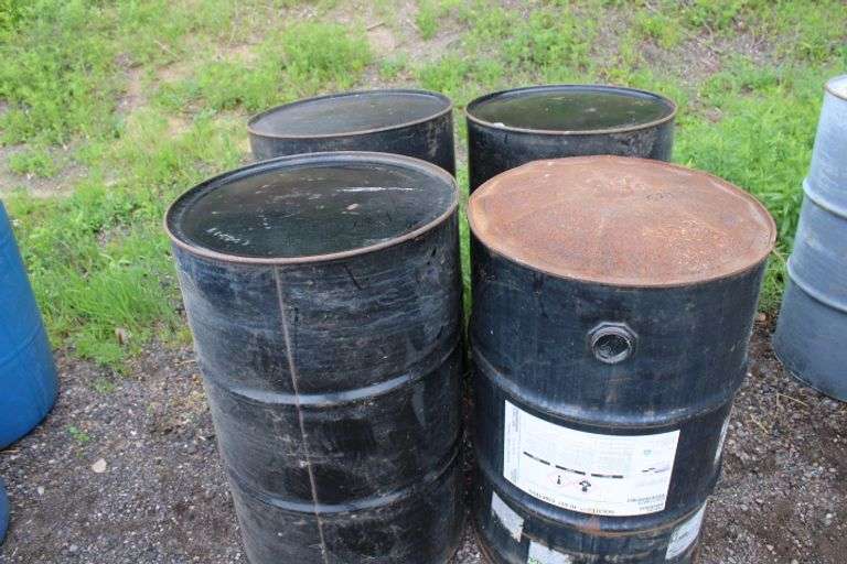 (4) 55gal Steel Barrels Lee Real Estate & Auction Service