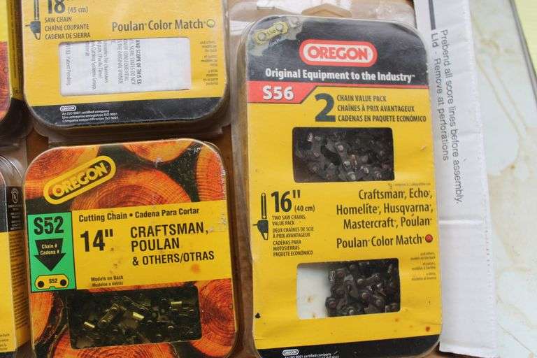 (5) new Oregon Chainsaw chains Lee Real Estate & Auction Service