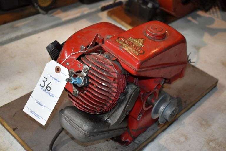 Clinton Model A490 1146 Engine, SN X1618991B, Motor Free, Mounted on Wood Maring Auction Co LLC