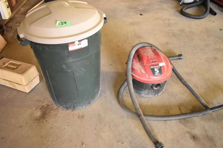 Trash can and 5 gal. shop vac Adam Marshall Land & Auction, LLC