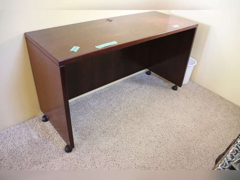 Solid wood desk on wheels, 52x 20 x 29 Adam Marshall Land & Auction, LLC