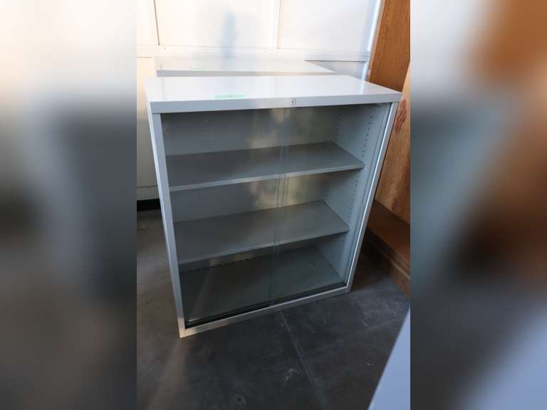 Metal shelving with glass doors 36"L x 15"W x 42"H Adam Marshall Land