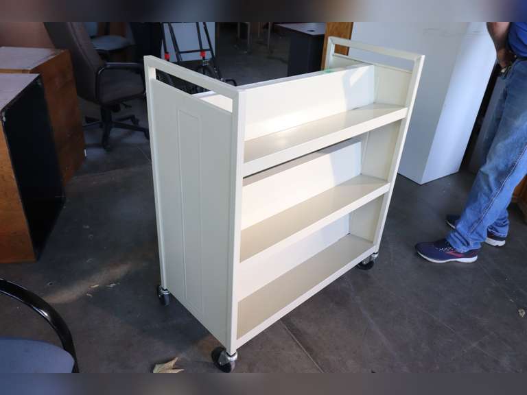 Metal rolling book cart 36"L x 18"W x 42"H Adam Marshall Land