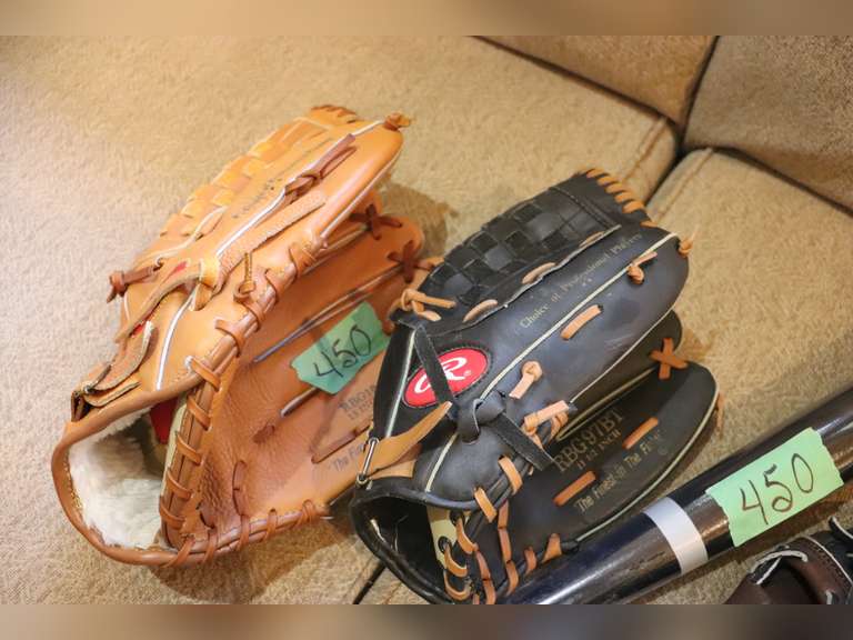 Kids baseball gloves and tball bat Adam Marshall Land & Auction, LLC