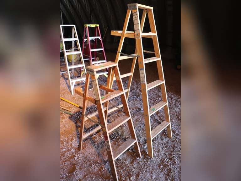2 wood ladders, 4ft and 6ft. Adam Marshall Land & Auction, LLC