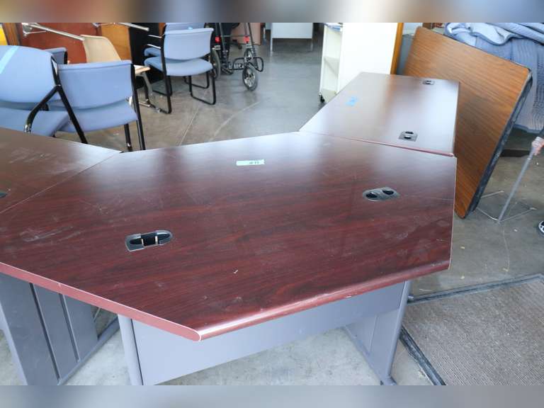 Metal corner desk unit, 3 piece, 96"L x 84"L x 24"W x 30"H Adam