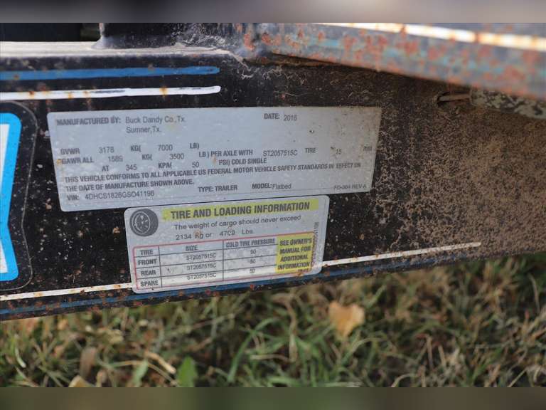 2016 Buck Dandy 16ft. Car trailer, wood floor, 2" ball, has title Adam Marshall Land & Auction